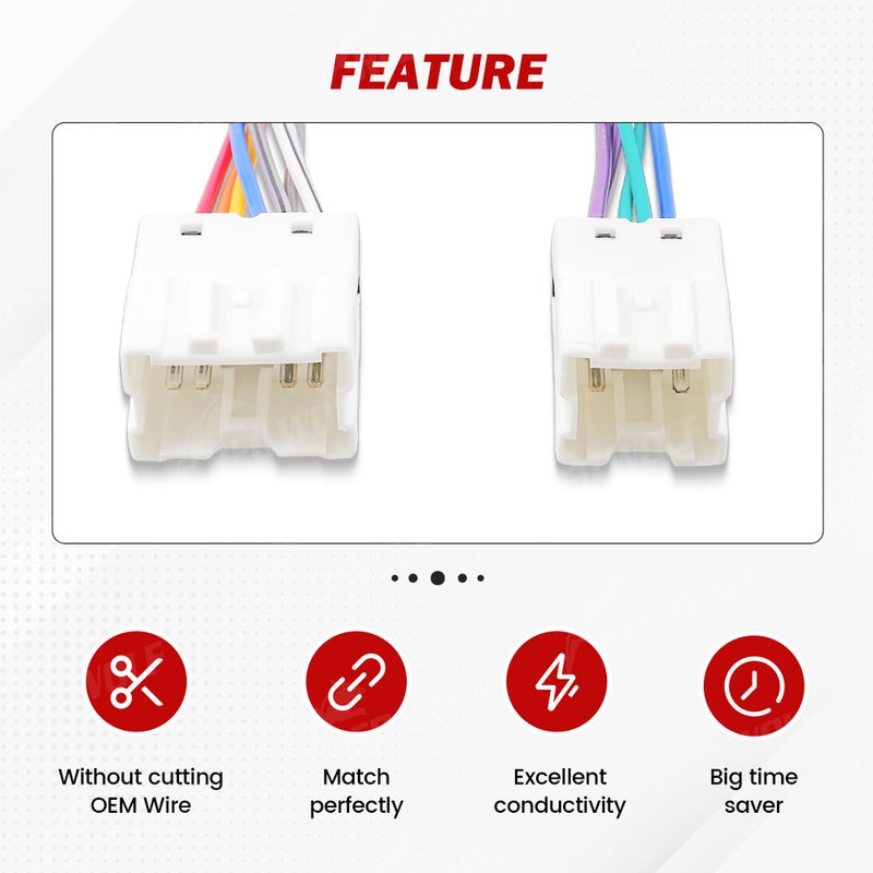 RED WOLF سلك توصيل راديو RED WOLF لنيسان 1995-2008، إنفينيتي 1990-2008 بديل لموصل الطاقة/مكبر الصوت بعد السوق، نظام غير بوز - Image 2